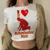 İtaatkâr erkekleri seviyorum Korean moda vintage masal mahsul üst kadın kawaii kawai çıplak yk2 tişörtler 240112