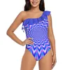 Kobiety stroju kąpielowego w niebiesko -różowym stroju kąpielowym One Piece Wysokiej jakości wydrukowane push up Monokini Summer Bathing Suit