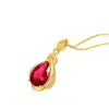 Plaqué véritable collier en or 24 carats safran rouge goutte d'eau pendentif mode féminine chaîne de clavicule cadeau accessoires 999 bijoux en or 18 carats 240111