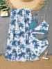 Damesbadmode 3-delig bikini met tropische print Meisjesbadpak met rok Kinderen Vrouwelijke zwemmers Zwemmen Zwempak Beachwear Yq240112