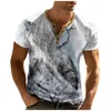 Men's T Shirts Abstract Art 3D Printed Casual Retro Street Clothing Button Up Fashion Short Sleeved T-shirt Tops Clothes