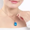 Wisiorki 14K Rose Gold Naszyjnik Niebieski szafir wisiorek dla kobiety Topaz Drop Chalcedony Pendant Piercionki Colgante Bizuteria Jewelry