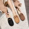 women's winter plush shoes outdoor flat loafers fur snow boots fashion metal decoration Party and work wear Large size 4143 240111