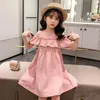 女の子のドレスチャイルドサマーフラワープリントドレスレースチルドレンパーティープリンセスファッションティーンズ服46 8 10 12年