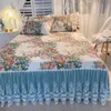 Luxo americano floral cama 100% algodão acolchoado rendas babados cama saia colchão capa colcha fronhas tamanho nórdico 13pc 240112