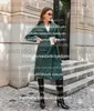 2023 Autunno Inverno Design europeo e americano vestiti di cotone moda colletto ribaltabile cintura di media lunghezza temperamento cappotto slim fit da donna