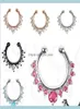 Studs Body 50Pcs Rhinestone Crystal Septum Clicker Rings Non Piercing Hanger Clip On Jewelry Fake Nose Hoop Piercings 6 Colors Dro6149161