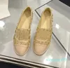 Повседневная обувь Channel Tweed Fisherman Shoes Paris Роскошные дизайнерские черные балетки на плоской подошве Женские брендовые стеганые туфли из натуральной кожи без шнуровки Балерины женские