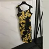 Vintage Print Dress for Women Designer Sexig höft Wrap -kjolar Slim Slip Dress