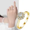Zertifizierter Frauen-Blumenring mit Moissanit-Diamant, 05 ct, 5 mm, Hochzeit, Verlobungsringe, reiner Silber-Damenschmuck für Mädchen, Geschenk 240112