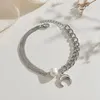 Linkarmbanden roestvrij staal zilverkleurige armband voor vrouwen ketting met maan charme ontwerp mode-sieraden verjaardagscadeau