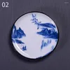 Table Mats Round Ceramic Tea Cup Mat Blue And White Porcelain Teacup Pad Insulating Chinese Style Household Set Accessory