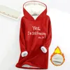 YES I'm Still Freezing Me 24 7 Women's Fashion Winter h Letter Print Thermal Top Hooded Sweatshirt 240112