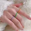 Cluster Rings 2024 Korean Oil Drop Color Zircon Ring Lisa Same Enamel Rainbow Women Accessories INS Fashion Personality Jewelry Fans Gift