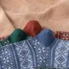 5 Paare Herbst- und Winter -Doppelnadel -Diamant -Männer Midtube Casual Socken Ethnischer Stil verdickter warmer Wolle 240112