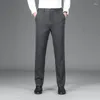 Pantalons pour hommes 2024 printemps haute qualité fibre de bambou mince droit décontracté style classique noir affaires stretch pantalon mâle marque