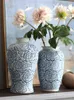 Vasen Liegende Frucht Antike handbemalte blaue und weiße Porzellanvase Dekoration Chinesische altmodische Wohnzimmer-Hydrokulturblume