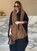 エスニック服ドバイファッションシフォンヒョウコントラストカラーオープンドイモノアバヤヘッドスカーフジェラバとジルバブイスラム教徒の女性イード衣装
