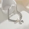 Linkarmbanden roestvrij staal zilverkleurige armband voor vrouwen ketting met maan charme ontwerp mode-sieraden verjaardagscadeau