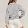 Sweats à capuche pour femmes demi-fermeture éclair sweat-shirt court femmes décontracté polaire quart fermeture éclair côtes tricot pull automne hiver 2024 Harajuku Y2K sweats