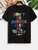 Camiseta con estampado de letras y labios de animales para mujer, camisetas cómodas informales para verano, ropa para hombre, camisetas femeninas