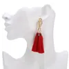 Dingle örhängen bohemisk röd lång tofs handgjorda droppar hänge för kvinnor uttalande örhänge modesmycken fru win