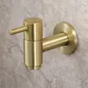 Badrumsvaskar kranar 2x borstat guld runda koppar väggmonterad tvättmaskin kran mopp pool trädgård utomhus vatten kran