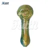 Hittn Glass Hand Spoon Pipe 4,1 tum Pyrex Bubble Trap Glass Rökrör med silverfumd torr ört Tobak Högkvalitativ blandad färger