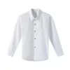 Boys' White Shirts Long Sleeves Cotton Children's White Blouse Size 110-180 Teen Boy Stage Wedding Graduation Party Costumes 240111