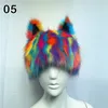 Mulheres inverno macio imitação de pele chapéu y2k arco-íris gato orelha headdress festival engraçado vestido festa desempenho gorros fofos 240111