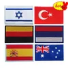 Taktisk militär patch flagga Israel Turkiet Tyskland Ryssland Spanien Australien USA Schweiz Sydkorea Badge broderat järn