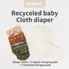 Elinfant 3st Set Recycled Fabric Suede Cloth Baby blöja med 6st bambu Terry Absorbents 240111