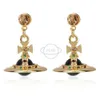 vivianely westwoodly earrings 10mm colored bead engraved three-dimensional earth planet earrings exude sense of luxury