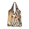 Shopping Bags Palestine Palestinian Hatta Keffiyeh Groceries Bag Custom Shopper Tote Shoulder Large Capacity Portable Handbag