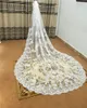 Veli da sposa bianco avorio 3M 5M 2021 Bordo applicato in pizzo Velo di tulle con pettine Lunghezza cattedrale Velo da sposa romantico Immagine reale6434470