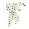 Clothing Sets Pudcoco Infant Baby Girl St Patrick S Day Outfits Waffle Long Sleeve Romper Clover Bodysuit Pants Headband Set 0-18M