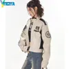 YICIYA Giacca in pelle Stelle cappotti per auto da corsa bomber beige Moda coreana inverno corto Giacche da moto abiti top 240111