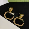 Dubbel bokstav färgglada örhängen Studs Fashion Jewelry Designer Charm Crystal Earring with Box Set