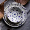 Piatti Piatto in ceramica del Nord Europa Desktop Sottosmalto Colore Dessert artigianale Motivo floreale Set di tazze e piattini Stoviglie da cucina