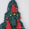 Makramee Weihnachtsbaum Wandbehang Wandteppich Quasten Glöckchen handgewebt Boho Dekoration Boho Dekor für Wohnzimmer Kinder Geschenk 240111