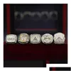 Solitaire Ring 6Pcs Lk Basketball Bryant Team Champions Championship Set With Wooden Box Trophy Souvenir Men Women Boy Fan Brithday Dr Otgcx