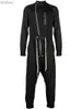 Mäns jeans 2022 Nya mäns personlighet Jumpsuit Trend Korean version All-Match Loose Suffa Black Cargo PantsL240111