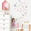 Väggklistermärken söta tjejfjärilar för sovrum avtagbara dekaler PVC Peel och Stick Decor Girls Room Art Decoration 240112