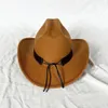 Chapeau de Cowboy avec étiquette de vache 3D, grand Cowboy à la mode, chapeau en feutre ethnique tibétain, Fedora Sombrero Hombre 240111