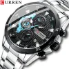 Relojes CURREN de acero inoxidable para hombre de 45 mm Reloj creativo para hombre Esfera luminosa de moda con reloj cronógrafo Relojes de pulsera casuales para hombre de alta calidad