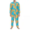 Men's Sleepwear Colorful Oranges Pajamas Set Spring Citrus Print Cute Night Couple 2 Piece Casual Oversize Nightwear Birthday Present