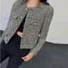 Coat Women Winter Jacket Autumn and Korean Womens Singlebreasted Highquality Chic Tweed Retro Top 240112