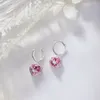 Orecchini pendenti che vendono gioielli di moda ipoallergenici in argento sterling 925 con zirconi rosa all'ingrosso per regali per feste di compleanno per donne