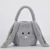 Easter Rabbit Basket Long Ears Plush Easters Eggs Bucket Bunny Smile Face Candy Gift Bag Festival Party Handbag for Kids SN2187