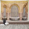 Tapeçaria islâmica arquitetura marroquina tapeçaria suspensão de parede islâmica vintage luxo padrão geométrico decoração oriental 240111